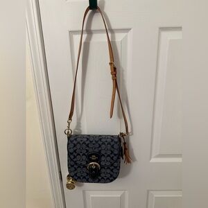 Coach Navy and Tan Signature Crossbody Bag